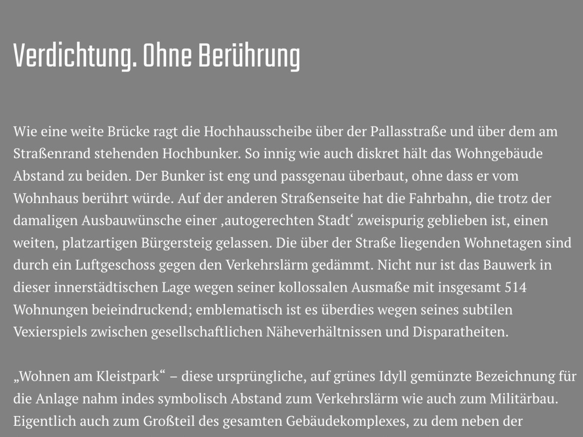 Verdichtung. Ohne Berührung